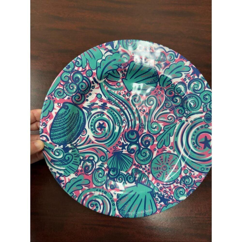 Simply Southern Plastic 9 Inch Plate- Seashell Print